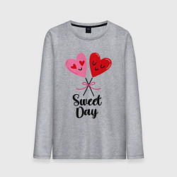 Лонгслив хлопковый мужской Сладкий день, цвет: меланж