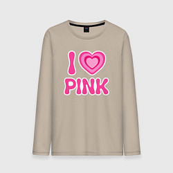 Лонгслив хлопковый мужской Люблю розовый, цвет: миндальный