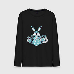 Лонгслив хлопковый мужской Милый пасхальный кролик, цвет: черный
