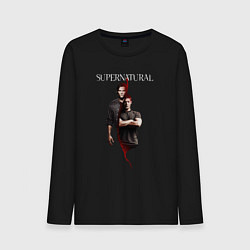 Лонгслив хлопковый мужской Братья Винчестеры - Supernatural, цвет: черный