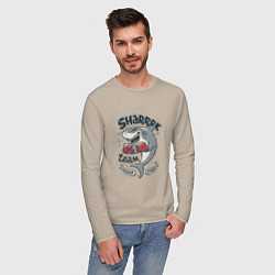 Лонгслив хлопковый мужской Shark team, цвет: миндальный — фото 2