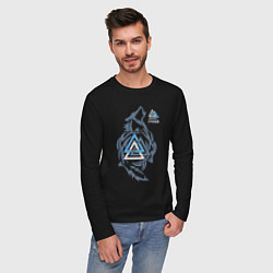 Лонгслив хлопковый мужской Фенрир скандинавчкая руна, цвет: черный — фото 2