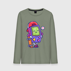 Лонгслив хлопковый мужской Тетрис скейтер, цвет: авокадо