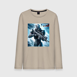 Лонгслив хлопковый мужской Mass Effect - N7 ai art, цвет: миндальный