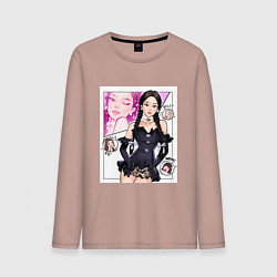 Лонгслив хлопковый мужской Blackpink - Jennie, цвет: пыльно-розовый