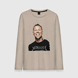 Лонгслив хлопковый мужской James Alan Hetfield - Metallica leader, цвет: миндальный