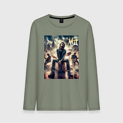 Лонгслив хлопковый мужской Rolling Stones - Mick Jagger, цвет: авокадо