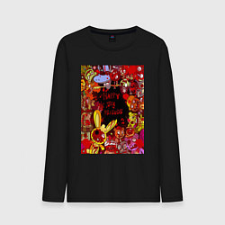 Лонгслив хлопковый мужской Счастливые лесные друзья - мясо, цвет: черный