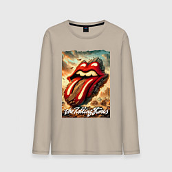 Лонгслив хлопковый мужской Rolling Stones - logo transformation, цвет: миндальный