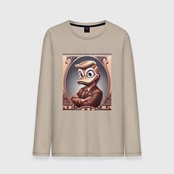 Лонгслив хлопковый мужской Дональд Дак-Трамп на денежной купюре, цвет: миндальный