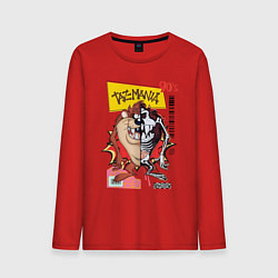 Лонгслив хлопковый мужской Taz mania - тасманский дьявол, цвет: красный