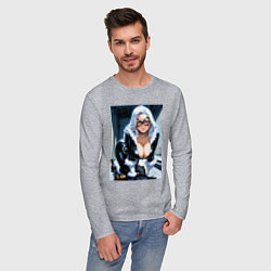 Лонгслив хлопковый мужской Черная кошка Фелиция Харди, цвет: меланж — фото 2