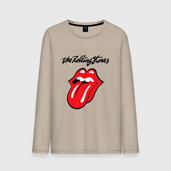 Лонгслив хлопковый мужской Rolling Stones - logo, цвет: миндальный