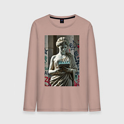 Лонгслив хлопковый мужской Стрит арт и античность, цвет: пыльно-розовый