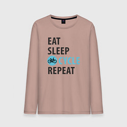 Лонгслив хлопковый мужской Еда сон велик, цвет: пыльно-розовый