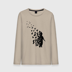 Лонгслив хлопковый мужской Птицы мира, цвет: миндальный