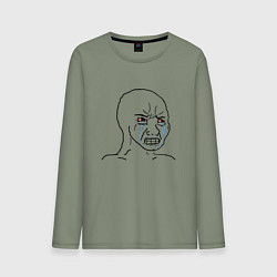 Лонгслив хлопковый мужской Плачущий мем, цвет: авокадо