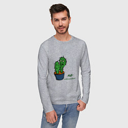 Лонгслив хлопковый мужской Говорящие кактусы, цвет: меланж — фото 2