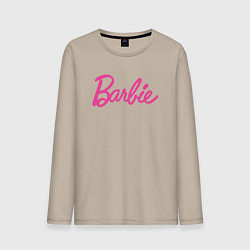 Лонгслив хлопковый мужской Барби надпись, цвет: миндальный