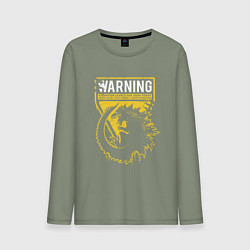 Лонгслив хлопковый мужской Годзилла - предупреждение, цвет: авокадо