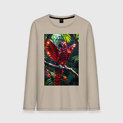 Лонгслив хлопковый мужской Попугай из драгоценных камней, цвет: миндальный