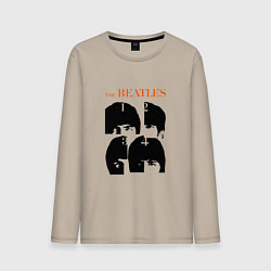 Лонгслив хлопковый мужской Битлз черно белый, цвет: миндальный