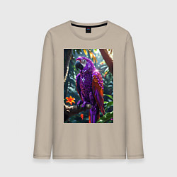 Лонгслив хлопковый мужской Попугай из драгоценных камней, цвет: миндальный