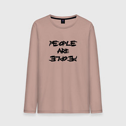 Лонгслив хлопковый мужской Depeche Mode - people are people font, цвет: пыльно-розовый
