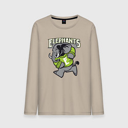 Лонгслив хлопковый мужской Elephants run, цвет: миндальный
