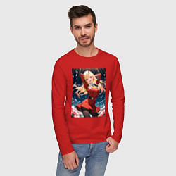 Лонгслив хлопковый мужской Марин Китагава косплей 002 Darling in the Franxx, цвет: красный — фото 2