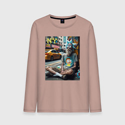 Лонгслив хлопковый мужской Rick Sanchez is a hippie from New York, цвет: пыльно-розовый