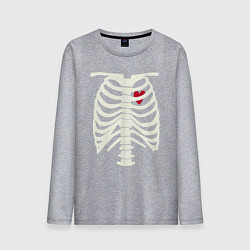 Лонгслив хлопковый мужской Сердце в скелете, цвет: меланж
