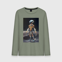 Лонгслив хлопковый мужской Полупрозрачный инопланетянин, цвет: авокадо
