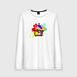 Лонгслив хлопковый мужской Цветное телевидение, цвет: белый