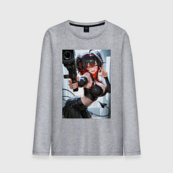 Лонгслив хлопковый мужской Девушка-демон с пистолетом, цвет: меланж