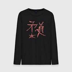 Лонгслив хлопковый мужской Иероглиф дзюдо, цвет: черный