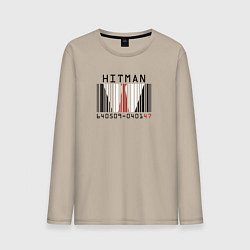Лонгслив хлопковый мужской Hitman - штрих код, цвет: миндальный