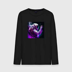 Лонгслив хлопковый мужской Космос в ярких красках, цвет: черный