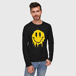 Лонгслив хлопковый мужской Dripping smile, цвет: черный — фото 2