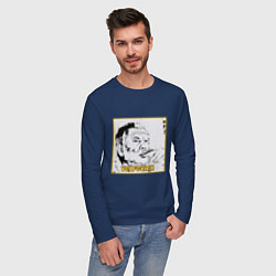 Лонгслив хлопковый мужской Volfovich Art Black coin, цвет: тёмно-синий — фото 2