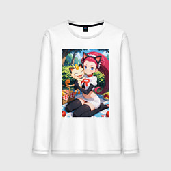 Лонгслив хлопковый мужской Джесси и Мяут на пикнике, цвет: белый