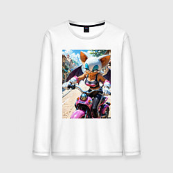 Лонгслив хлопковый мужской Руж из Somic едет на мотоцикле, цвет: белый