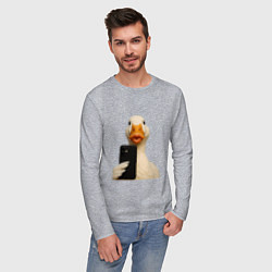 Лонгслив хлопковый мужской Дакфейс, цвет: меланж — фото 2