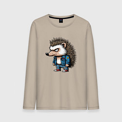 Лонгслив хлопковый мужской Ёжик панк, цвет: миндальный