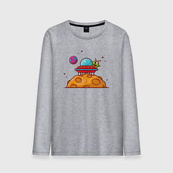 Лонгслив хлопковый мужской Инопланетянин на луне, цвет: меланж