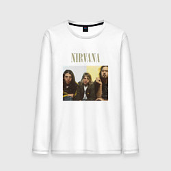 Лонгслив хлопковый мужской Nirvana band foto, цвет: белый