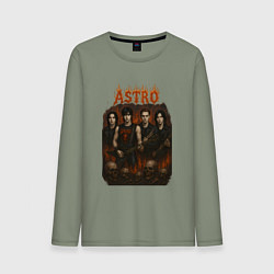 Лонгслив хлопковый мужской Astro в стиле хэви метал, цвет: авокадо
