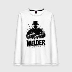 Лонгслив хлопковый мужской Газосварщик, цвет: белый