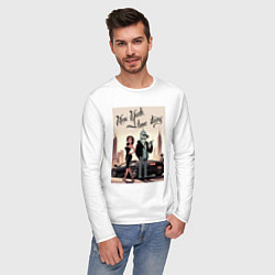 Лонгслив хлопковый мужской Бендер в Нью-Йорке - любовная история, цвет: белый — фото 2
