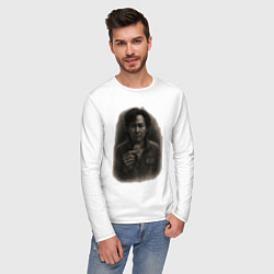 Лонгслив хлопковый мужской Игрок 456 держит свой жетон - Игра в кальмара, цвет: белый — фото 2